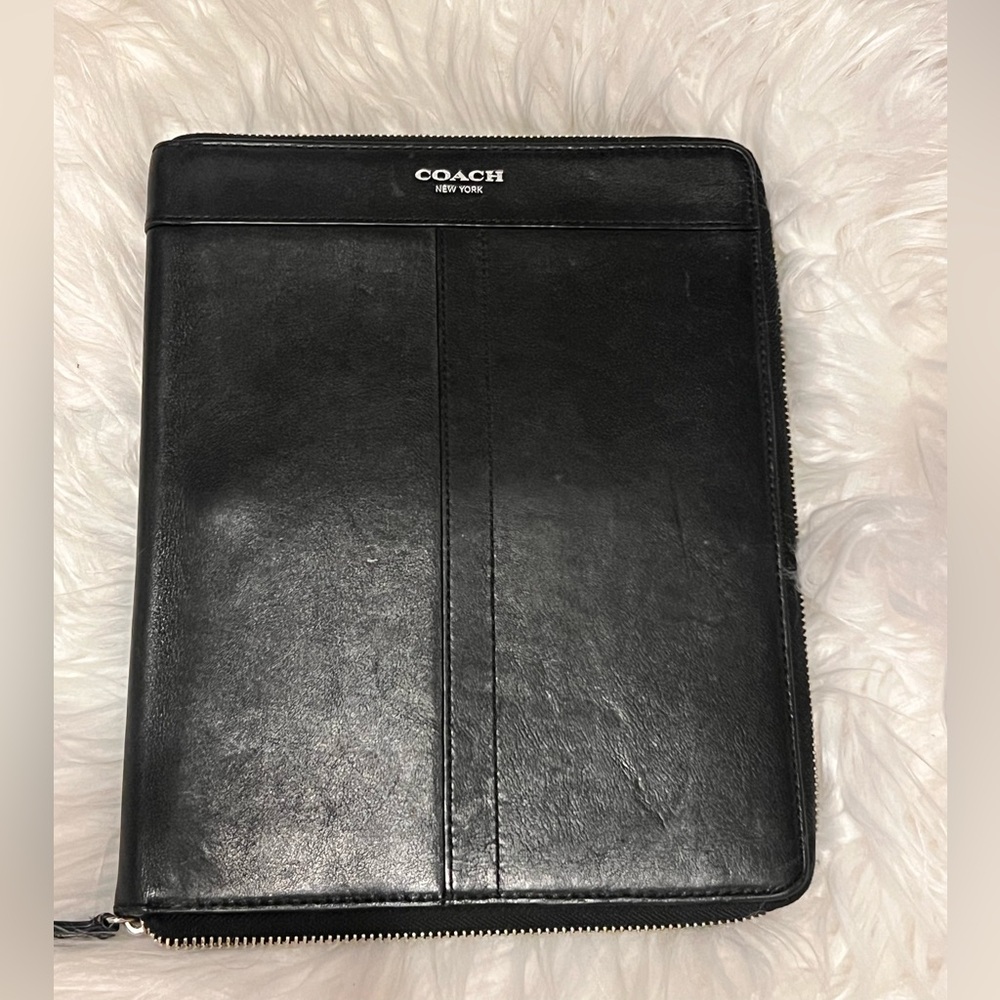 COACH  legacy Black Leather with Silver Logo 10x8x.5